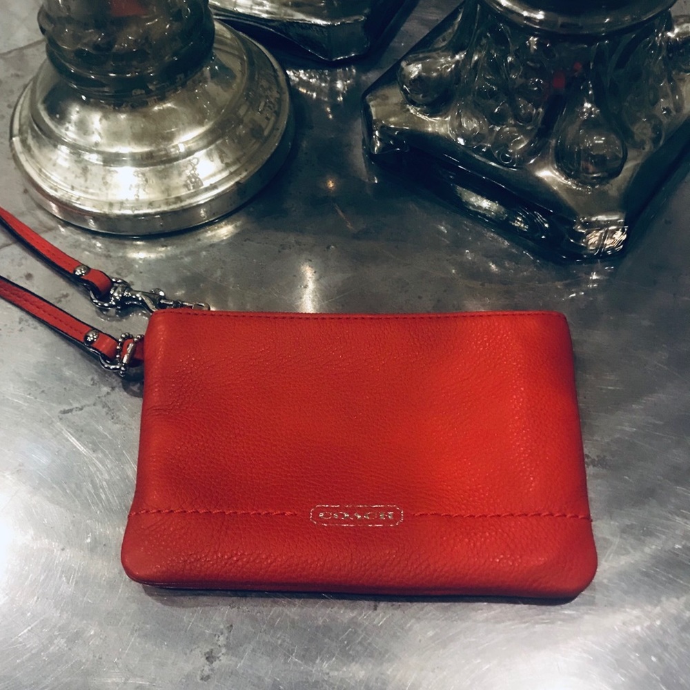 Red leather authentic wristlett